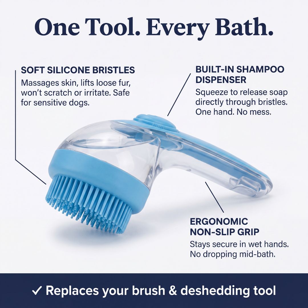 2-in-1 Pet Bath & Grooming Brush