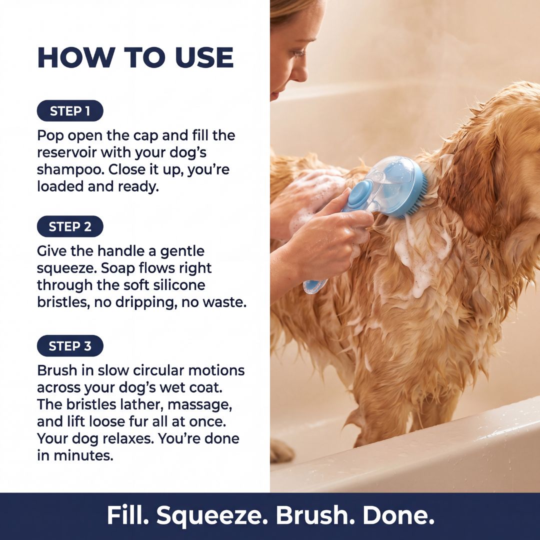 2-in-1 Pet Bath & Grooming Brush